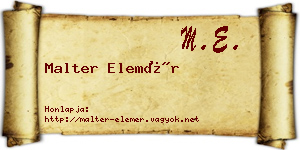 Malter Elemér névjegykártya