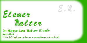 elemer malter business card