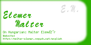 elemer malter business card